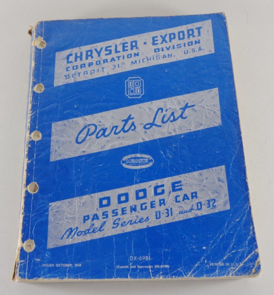 Teilekatalog / Parts List Dodge D-31 / D-32 von 1949