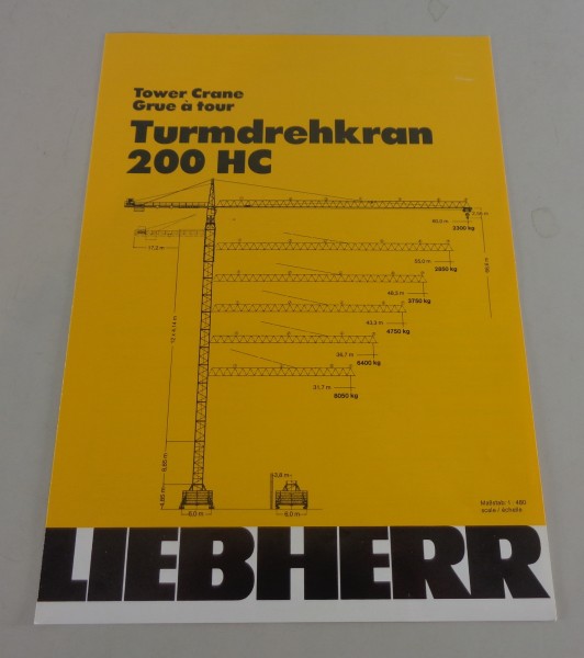 Datenblatt / Technische Beschreibung Liebherr Turmdrehkran 200 HC von 04/1988