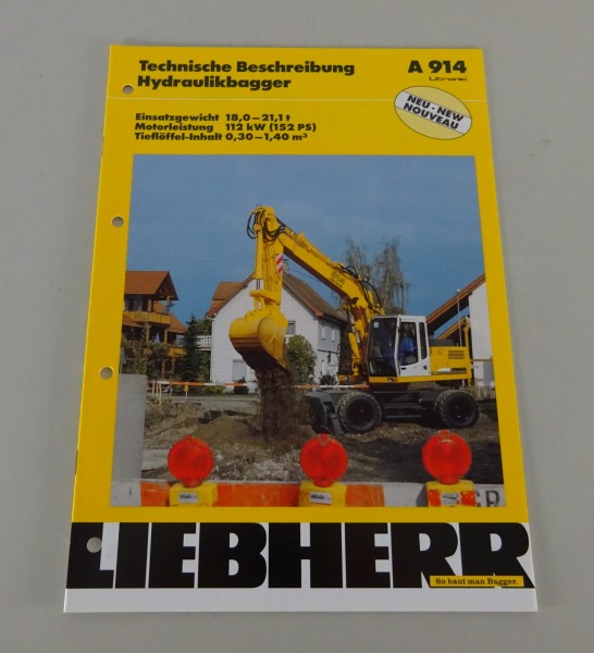 Prospekt Liebherr Hydraulikbagger A 914 Litronic Technische Daten Stand 02/1998