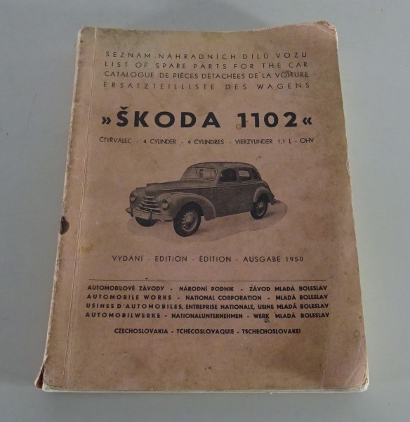 Teilekatalog / Ersatzteilliste Skoda 1102 Tudor Stand 1950