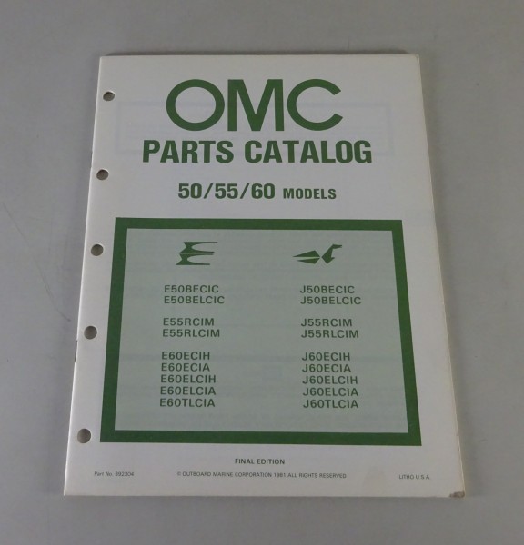 Teilekatalog OMC Evinrude / Johnson Outboards 50 / 55 / 60 PS Models Stand 1981