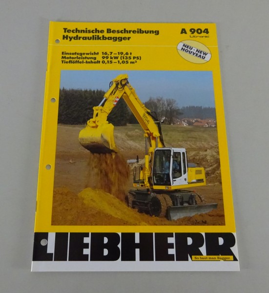 Prospekt Liebherr Hydraulikbagger A 904 Litronic Technische Daten Stand 02/1998