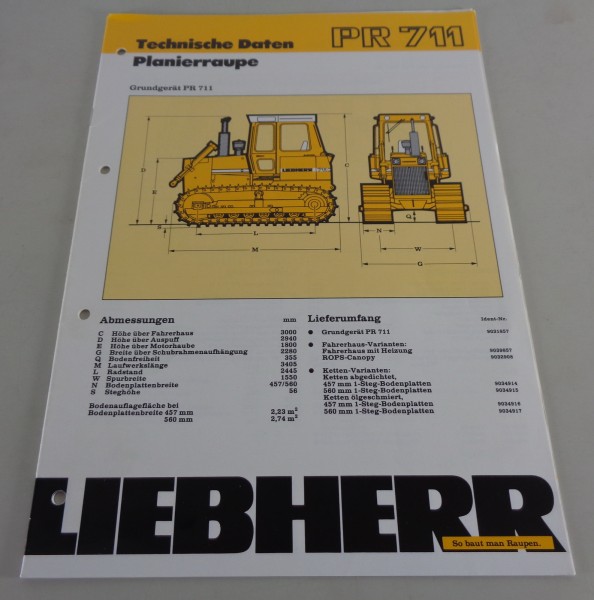 Datenblatt / Technische Beschreibung Liebherr Planierraupe PR 711 von 10/1987