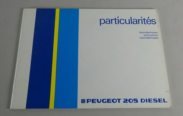 Zusatzbetriebsanleitung / Handbuch Peugeot 205 Diesel Stand 09/1985