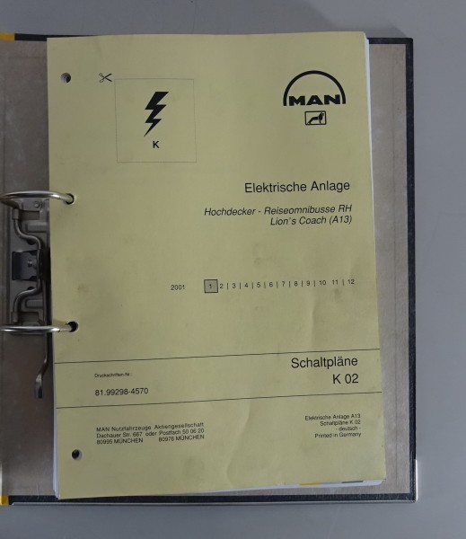 Elektrische Schaltpläne MAN Bus Hochdecker Lion's Coach A13 Stand 01/2001
