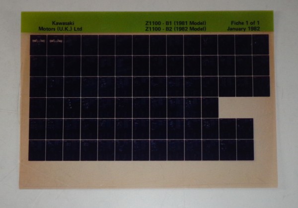 Microfich Ersatzteilkatalog Kawasaki Z 1100 B1 / B2 Model 1981-82 Stand 01/82