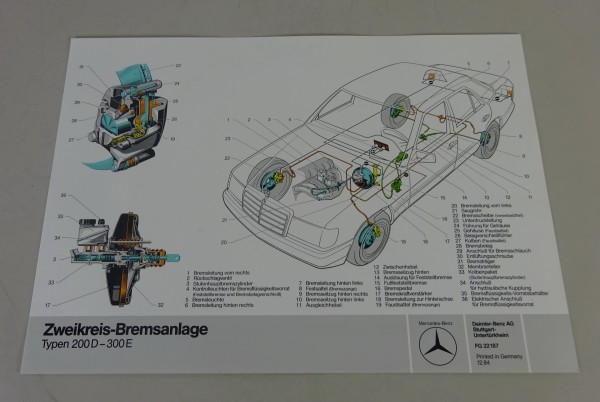Schnittbild Mercedes-Benz W124 Zweikreis-Bremsanlage in 200 D - 300 E von 1984