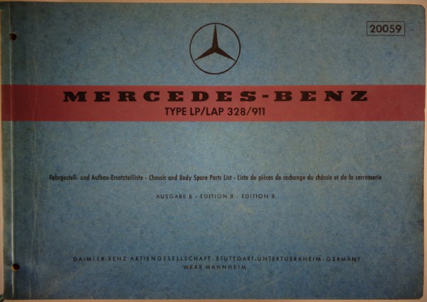 Teilekatalog Mercedes Benz Typ LP / LAP 328 / 911 Stand 04/1967