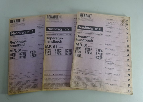 Werkstatthandbuch Nachtrag 3 Bände Renault 4 R14 R1120 - R2106 Stand 1970-1972