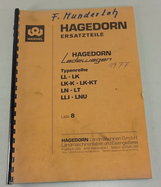 Teilekatalog Hagedorn Ladewagen LL - LK / LK-K - LK-KT / LN - LT / LLJ - LNU