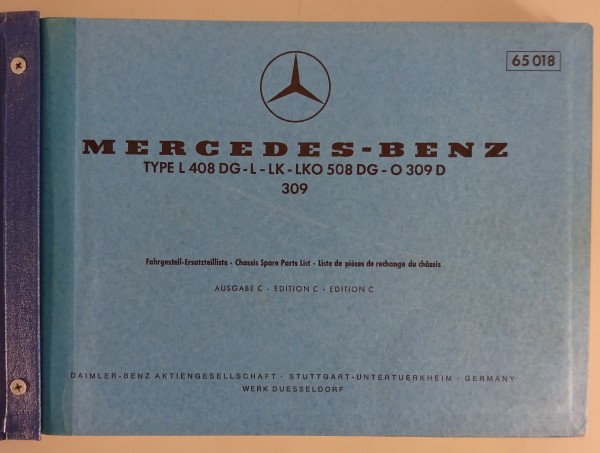 Teilekatalog Mercedes-Benz LKW L408 / 508 DG Düdo T2 + O 309D von 2/1973 (65018)