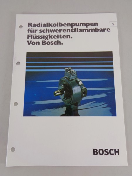 Prospekt / Technische Info Bosch Radialkolbenpumpe Stand 10/1979