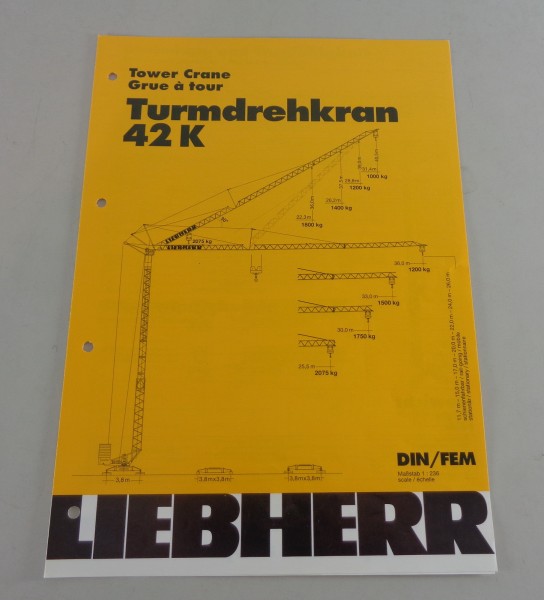 Datenblatt / Technische Beschreibung Liebherr Turmdrehkran 42 K von 03/1998
