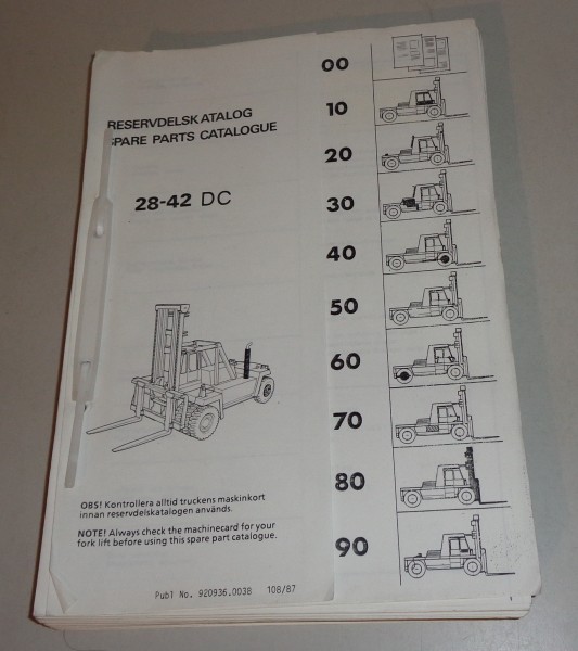 Parts Catalog Forklift Kalmar DC 28 - 42 Stand 1987