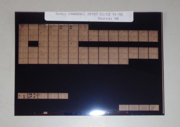 Microfich Ersatzteilkatalog Kawasaki ZR 750 C1/C2 Model 1991-92 Stand 91