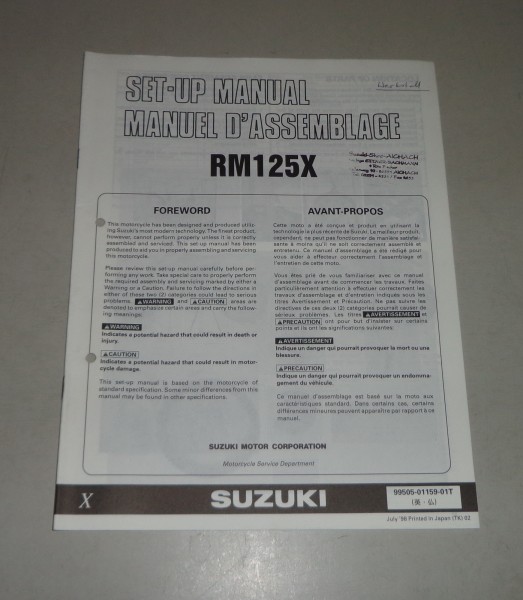 Montageanleitung / Set Up Manual Suzuki RM 125 Stand 07/1998