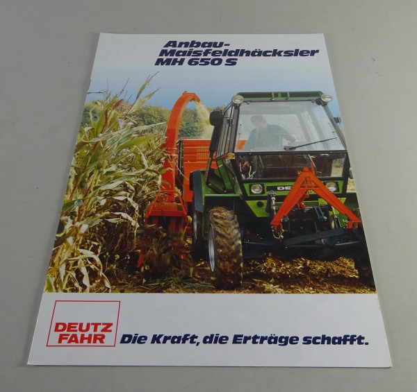 Prospekt / Broschüre Deutz-Fahr Anbau-Maisfeldhäcksler MH 650 S Stand 06/1980