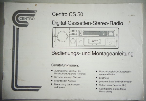 Betriebsanleitung und Montageanleitung Centro CS.50