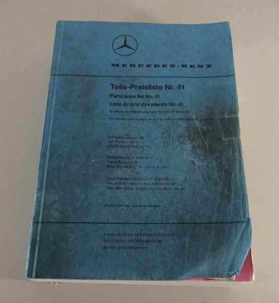 Ersatzteil-Preisliste Nr. 41 Mercedes-Benz PKW Stand 01/1987