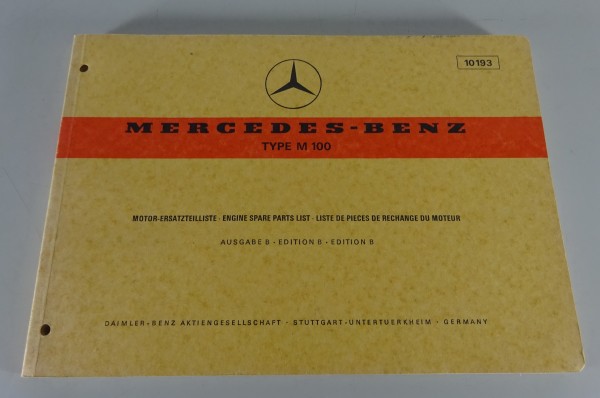 Teilekatalog Mercedes Motor M 100 für Mercedes 600 W100 von 10/1971 (10193)