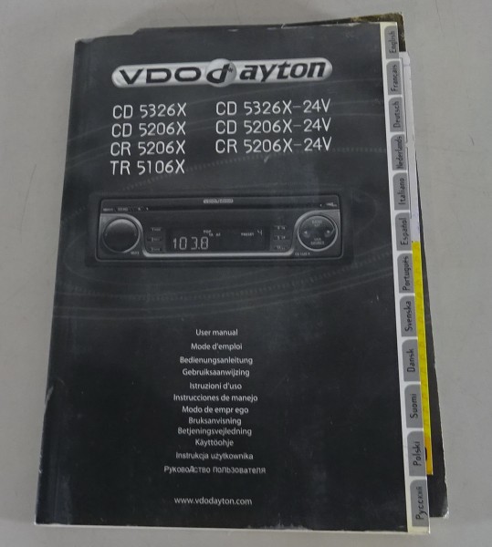 Betriebsanleitung / instructions VDO dayton Radio CD 5326X 5206X / TR 5106X etc.