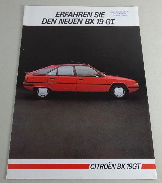 Prospekt / Broschüre Citroën BX 19 GT Stand 07/1984