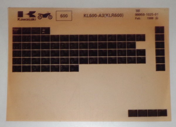 Microfich Ersatzteilkatalog Kawasaki KLR 600 KL 600 A3 Model 1988 Stand 02/88