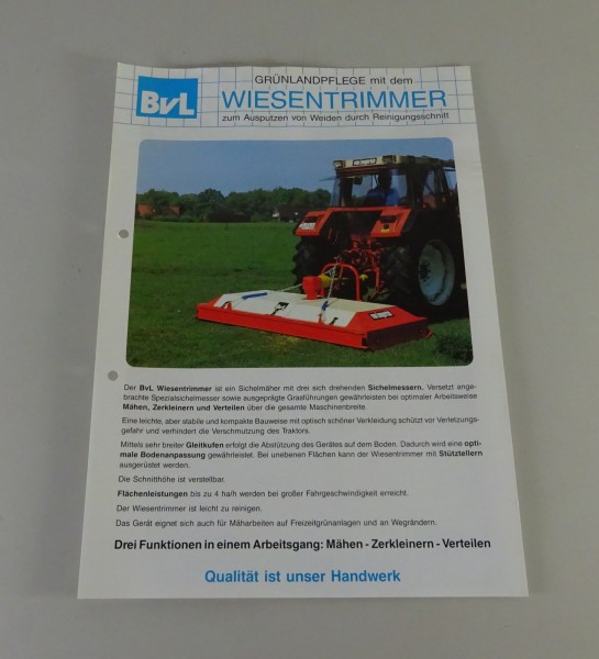 Prospektblatt / Broschüre BvL Wiesentrimmer / Mähwerk