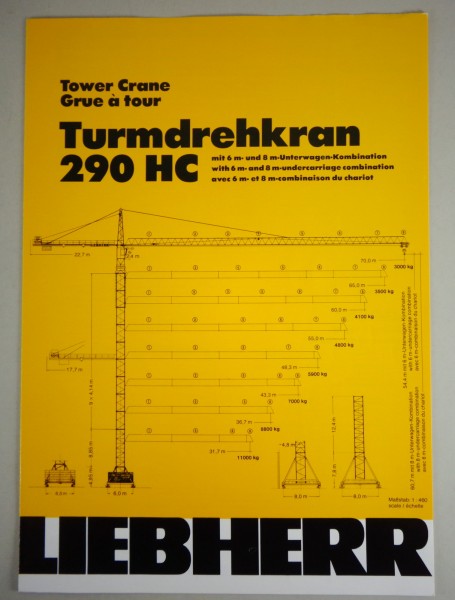 Datenblatt / Data sheet Liebherr „Turmdrehkran 290 HC" Stand 05/1987