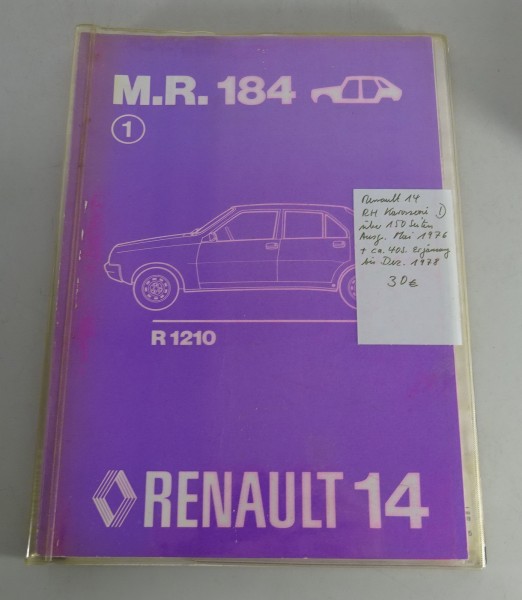 Werkstatthandbuch / Reparaturanleitung Renault R 14 Karosserie Stand 1976