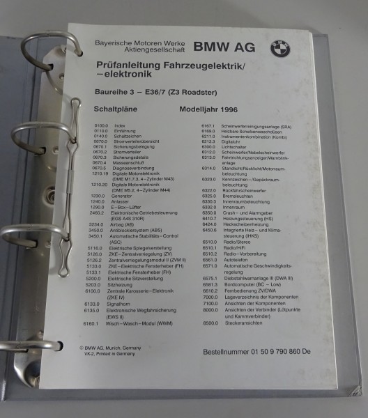 Werkstatthandbuch Elektrik / Schaltpläne BMW Z3 E36/7 Roadster Modelljahr 1996