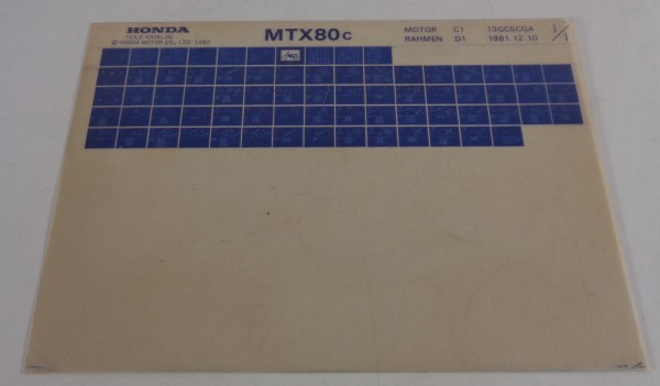 Microfich Ersatzteilkatalog / Teilekatalog Honda MTX 80 c Stand 12/1981