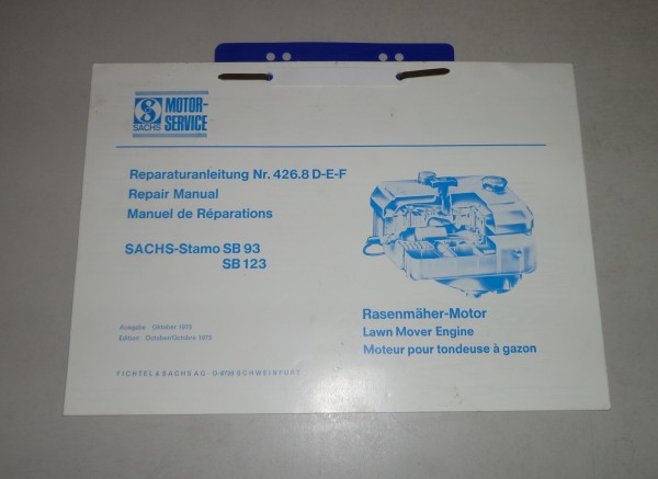 Reparaturanleitung Sachs Stamo Standmotor SB 93 / 123 - Stand 10/1975