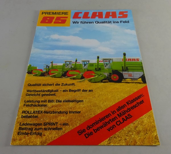 Prospekt / Broschüre Claas Mähdrescher Dominator Serie Stand 11/1984