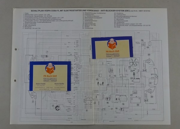 Schaltplan Vespa Cosa FL mit Elektrostarter und Vorderrad- Anti-Blockier-System