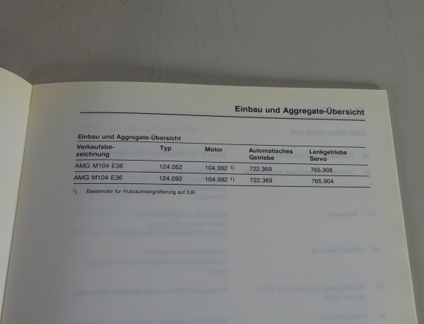 Werkstatthandbuch Einführung Mercedes Benz W124 E36 AMG von 03/1993