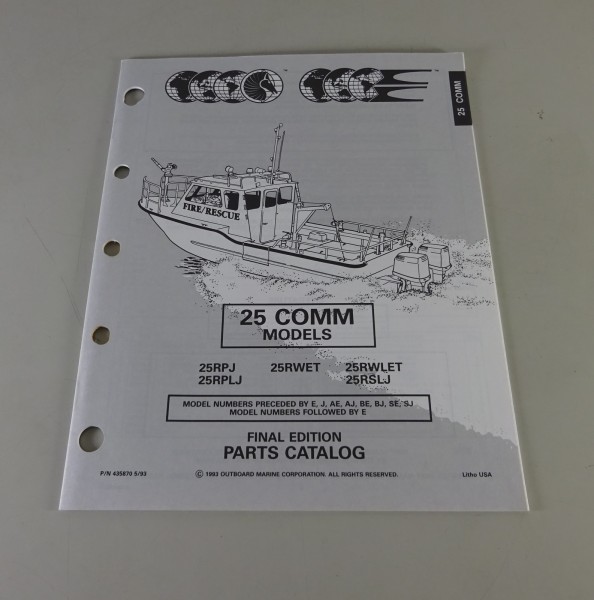Teilekatalog Johnson Evinrude Außenborder / Outboards 25 Comm Models Stand 1993