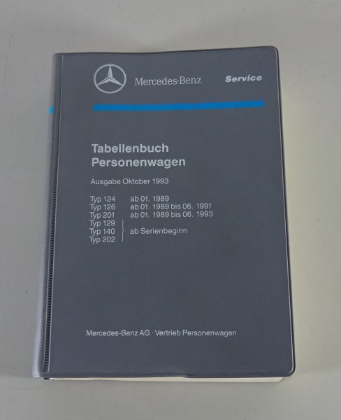 Tabellenbuch Mercedes Benz W124 W126 W201 R129 W140 W202, Ausgabe 10/1993
