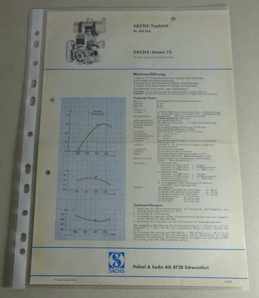 Typenblatt / Technische Daten Sachs Stamo 76 / Sachs Nr. 419.11/4