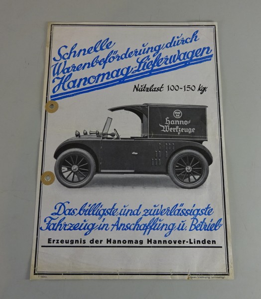 Prospektblatt Hanomag 2/10 Kommissbrot Lieferwagen Stand ca. 1925