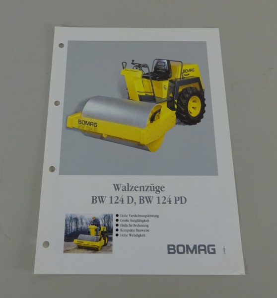 Prospektblatt / Broschüre Bomag Walzenzüge BW 124 D / 124 PD Stand 07/1992