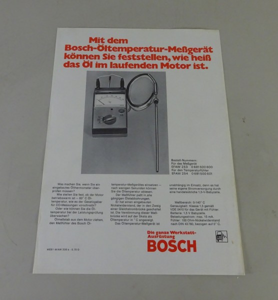Prospektblatt / Broschüre Bosch Öltemperatur-Messgerät EFAW 253 Stand 5/1970