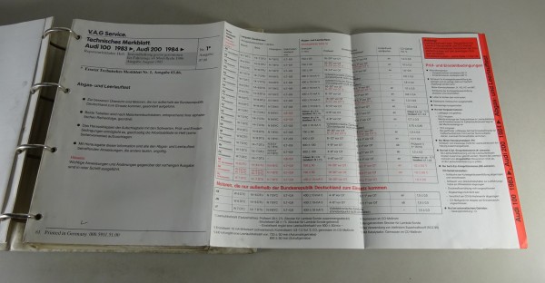 Werkstatthandbuch auf Microfich Audi 100 / 200 C3 Typ 44 + Audi Ur-Quattro ab 83