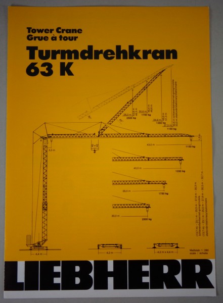 Datenblatt / Data sheet Liebherr „ Turmdrehkran 63 K" Stand 03/1992