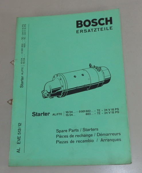 Teilekatalog Bosch Anlasser AL/FTE 10/24, AL/FTE 15/24 von 5/1969