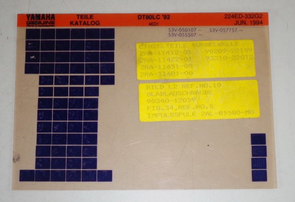 Microfich Parts Catalogue / Ersatzteilkatalog Yamaha DT 80 LC 92 Stand 06/94