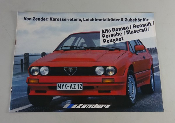 Prospekt / Broschüre Zender Tuning + Felgen für Alfa Romeo etc. Stand ca. 1986