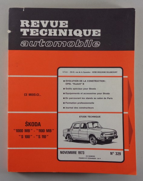 Reparaturanleitung Revue Technique Skoda 1000 MB - 1100 MB / S100 - S110 11/1973