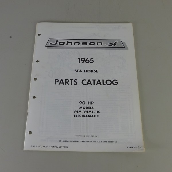 Teilekatalog OMC Johnson 90 PS Models Stand 1965