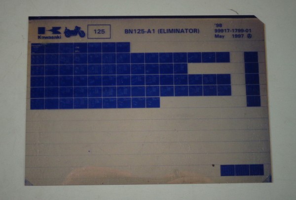 Microfich Ersatzteilkatalog Kawasaki Eliminator BN 125 A1 Model 98 Stand 05/97